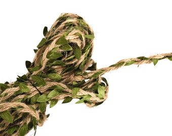 5/10M Thick Hemp Rope Green Leaf Ribbon Jute Decor Rattan DIY Wedding Party Hairband Cloth Decor Braided Twist Rope Faux Burlap Flower Twine