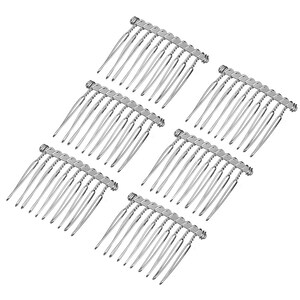 May include: Six silver hair combs with a twisted wire design. The combs are arranged in a staggered pattern.