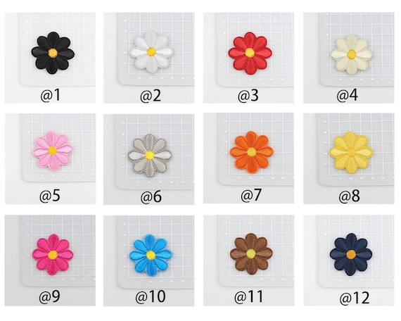 20 Pcs Daisy Ornament Embroidery Patches Flower Applique Backpack Appliques for Clothes, Size: 4x4cm, Other