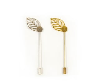 5/100Pcs Blank Tray Lapel Pin Stick Craft Lapel With leaves for Men Women Suit Tie Hat Scarf DIY Costume Jewelry Accessories Pin findings