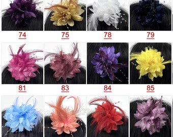 1/50PCS 20Colors Mini Fascinator Hat / 4'' Feather Corsage Bridal Shower Hairclip Hairpin Wedding Party Baby Shower Ascot Deby Hair Decor