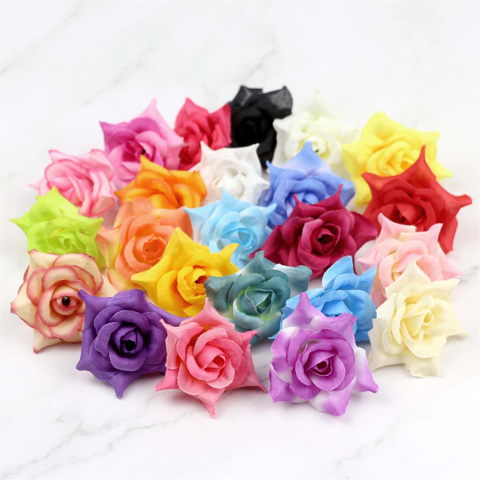 5/100pcs 2 Rose Flower Heads in Bulk Silk Artificial Etsy