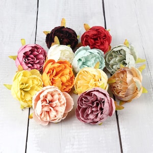 Peony Silk Flower Head - 12Color Artificial Peony Flower head arranging accessories / Rayon flower head handmade crafts