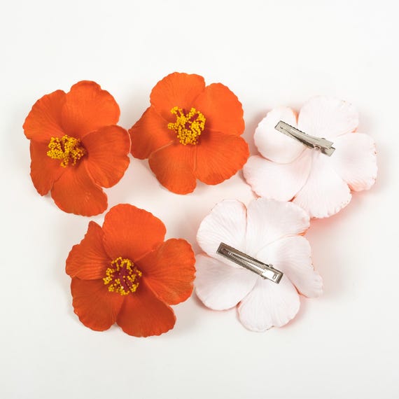 Hawaii-Blumen-Haarspangen Für Damen – 4 Stück, Bunt, Mit Plumeria & Hibiskus, Für Strand & Urlaub