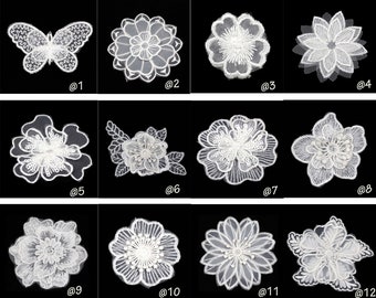 4x Weiße Spitzen-Applikationen – Florale Stickereien Zum Aufnähen, 30x8,5 Cm, Für Brautkleider, DIY & Deko
