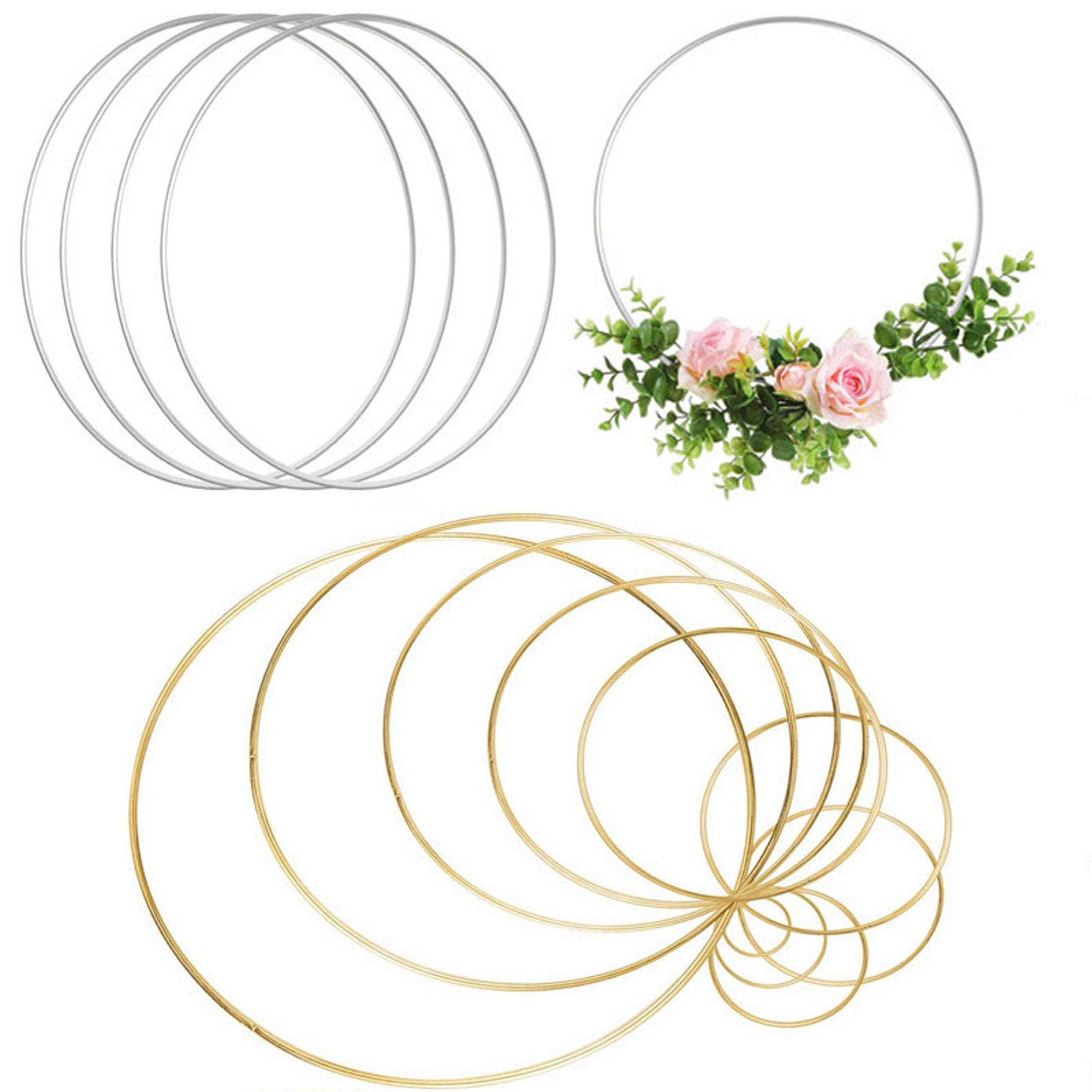 8 pièces 20cm Le Noir Cercle Métal, Cerceau Floral en Métal, Anneau pour Couronne pour Cerceau Floral de DIY, Noël Décor, Artisanat Mural, Couronne de Mariage, Cercle Attrape Reve