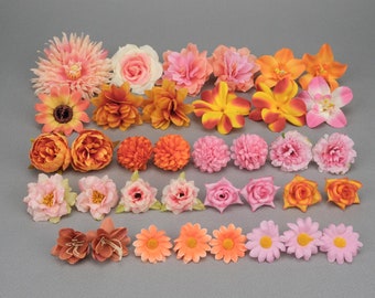 Juego combinado de 36 cabezas de flores artificiales de seda de 4 a 13 cm para ramos de boda, centros de mesa, baby shower y decoración del hogar.