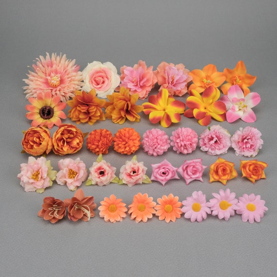 4-13 cm Seidenblumen Köpfe Combo Set / 36 Stück künstliche Blumen Köpfe für DIY Hochzeitssträuße Mittelstücke Baby Shower Home Dekorationen