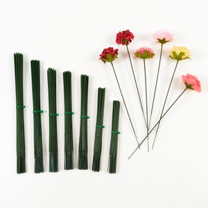10/200Pcs Floral Wire Stem Plastic Artificial Green Flower Sticks 17/20/23/2425/28/30cm Flower Stems Plant Stub Wire Floral Wire Sticks Stem