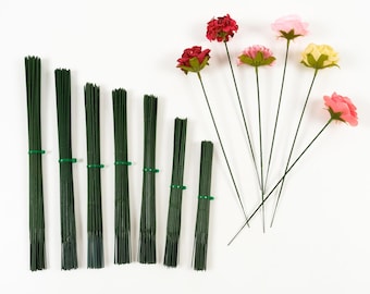 10 / 200 Stück Blumendraht Stengel Kunststoff Künstliche grüne Blumenstöcke 17/20/23/2425/28/30 cm Blumenstiele Pflanzenstummel Draht