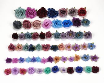 64Pcs Artificial Silk Rose Flower Combo Set 4.5-12cm Bulk Fake Flower Heads for DIY Wedding Bridal Bouquets Centerpieces Arrangements Decor