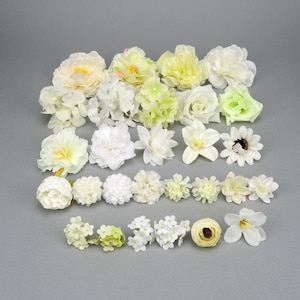 Set combinato di teste di fiori artificiali da 28 pezzi/fiore di simulazione di seta da 4-12 cm/kit di fiori fai da te beige per bouquet da sposa baby shower decorazioni floreali finte