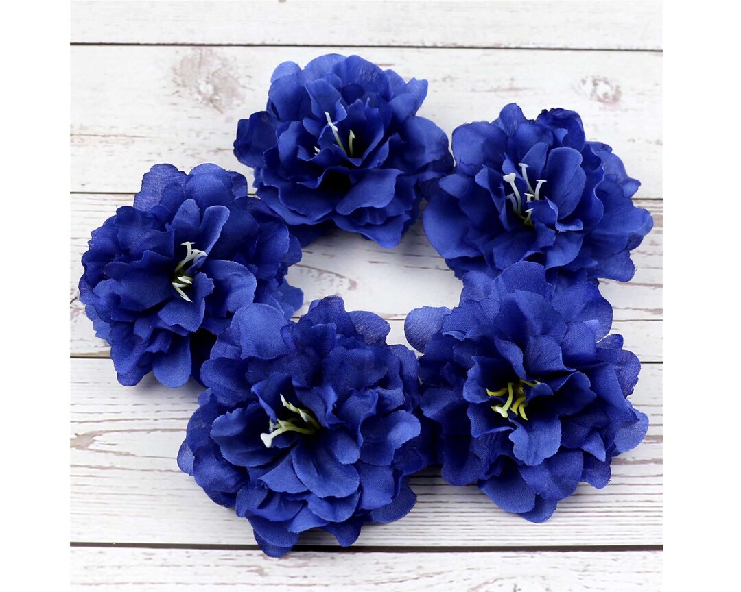 Royal Blue 3 Fake Flower Heads in Bulk Wholesale Silk Etsy