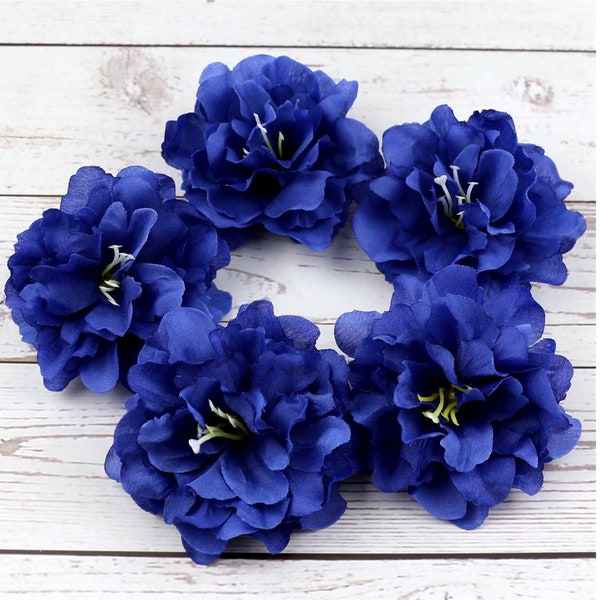 Royal blue 3" Fake flower heads in bulk wholesale Silk Peony Artificial Flower heads-Simulation Flower Head for Home Wedding Decoration