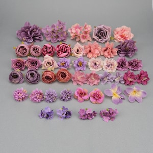 Set di 44 fiori finti in stile misto/Teste di fiori artificiali in seta da 4-11 cm/Kit fai da te per baby shower, decorazioni per matrimoni