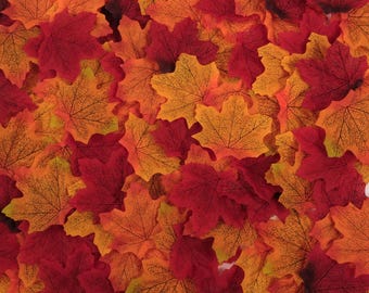 Orange red Artificial Maple Leaves Autumn Silk Fall Leaves for scrapbooking,art,wedding Decor Embellishments Wreaths Supply Fake Maples Leaf