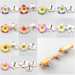1/500PCS 5cm Hawaiian Flower Barrette Hairpin 2&#39;&#39; Foam Frangipani Tiare Alligator Clip Weeding Beach Party DIY Craft Decor Hairaccessory