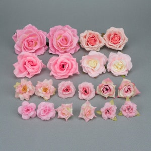 20Pcs Artificial Silk Flower Head Combo Set Bulk Simulation Rose DIY Craft Flower Kit for Baby Shower Wedding Decor Fake Floral Mix Flower