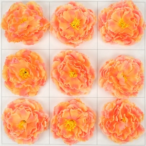 Cabeza de flor de seda artificial de 4.72 '' - Flor de seda de peonía naranja de 12 cm para manualidades de bricolaje Carta de flores Decoración de pared floral Accesorios Flor falsa