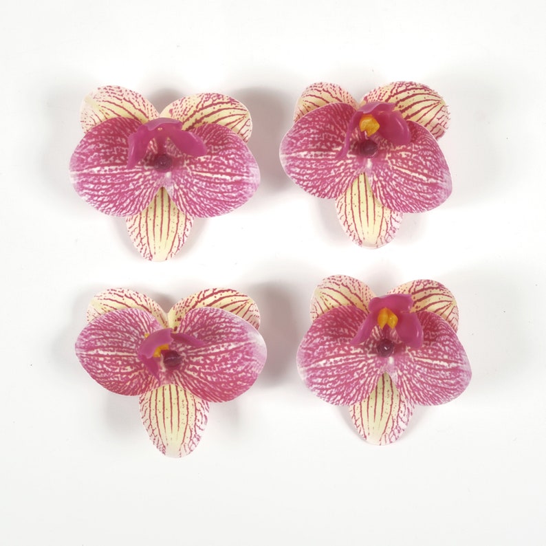 2-200 pièces tête de fleur artificielle 2.36 '' fausse orchidée 6 couleurs petit phalaenopsis pour bricolage artisanat bouquet pince à cheveux corsage robe décor fausse fleur image 9
