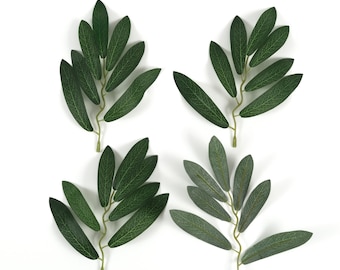 2/200PCS Hoja verde de seda artificial 12 cm Hoja de olivo Follaje falso para manualidades DIY Ramos Guirnalda Guirnalda Decoración Hojas falsas Hojas de sombrerería