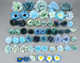 58 st 4-12 cm konstgjorda blomhuvuden kombo set/ros, pion, sidenblomma, lösviktsblommor/gör-det-själv-blomset för bröllopsdekoration