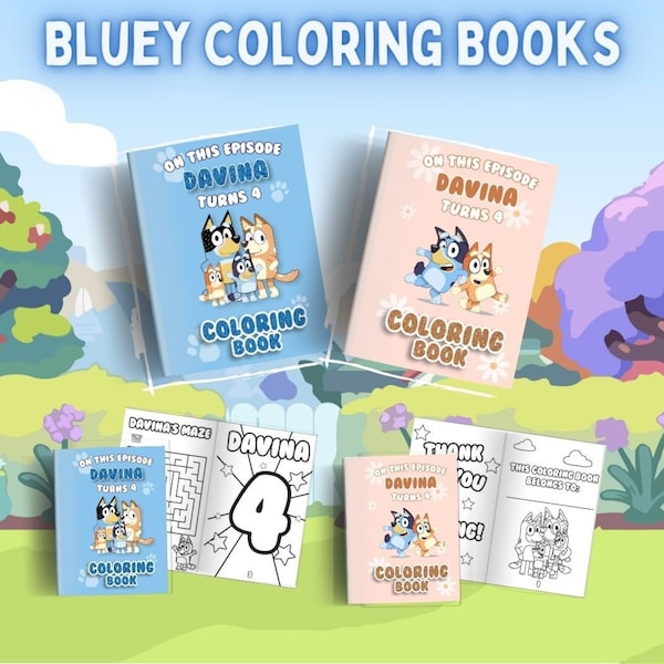 Bluey Coloring Book | BlueyColoring Book| Party Favors | Customize Coloring Book | Birthday Coloring Activity| Custom Coloring Sheets