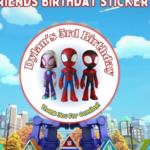 Customized Spidey Birthday Stickers, Party Favor Stickers, Personalized Birthday Stickers, Spidey Birthday Party Theme, Spidey Sticker