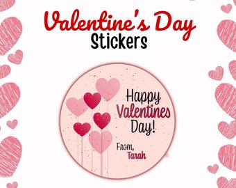 Valentine's Day Stickers - Valentine Favor Stickers - Valentine's Day - Personalized Stickers For Valentine's Day Goodie Bags/ Party Favor