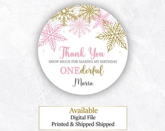 Winter Onederland Birthday Stickers, Party Favor Stickers, 12 Printed & Mailed Stickers, PDF File Download Princess Winter Onederland Theme