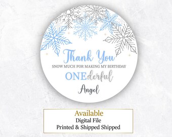Winter Onederland Birthday Stickers, Party Favor Stickers, 12 Printed & Mailed Stickers, PDF File Download Princess Winter Onederland Theme