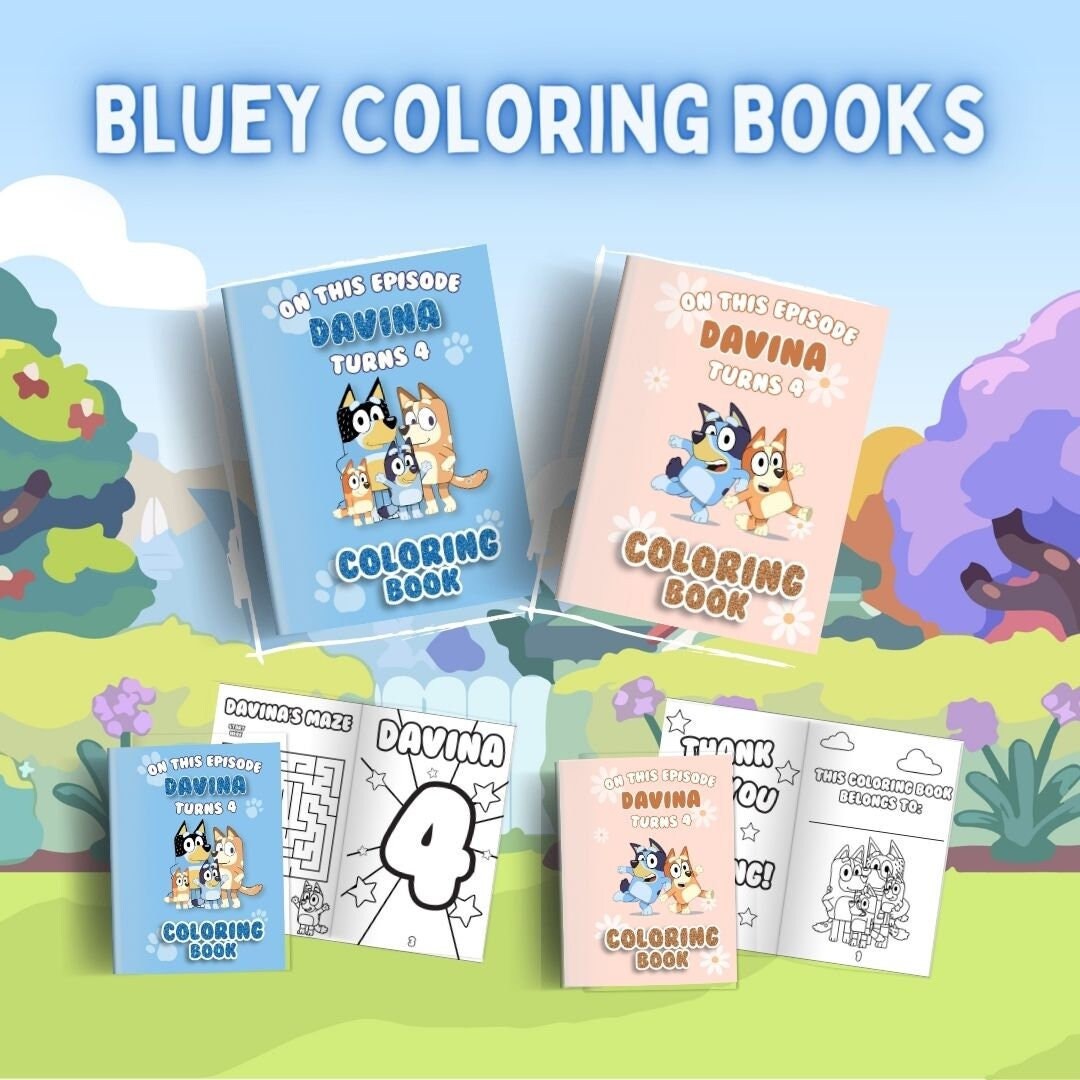 Bluey Coloring Book Blueycoloring Book Party Favors Customize Coloring ...