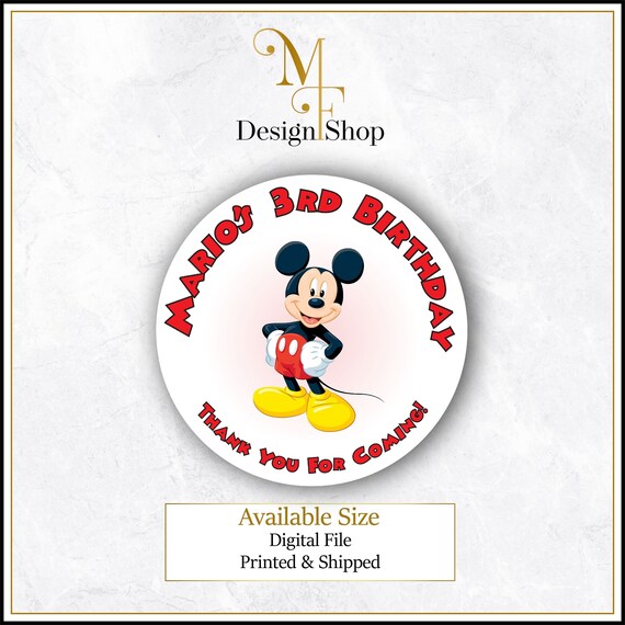 Customized Mickey Mouse Birthday Stickers Mickey Mouse | Etsy
