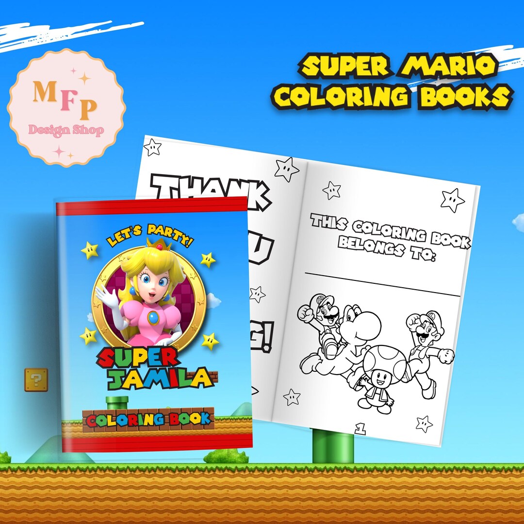 Princess Peach Coloring Book Coloring Pages Party Favors Customize ...