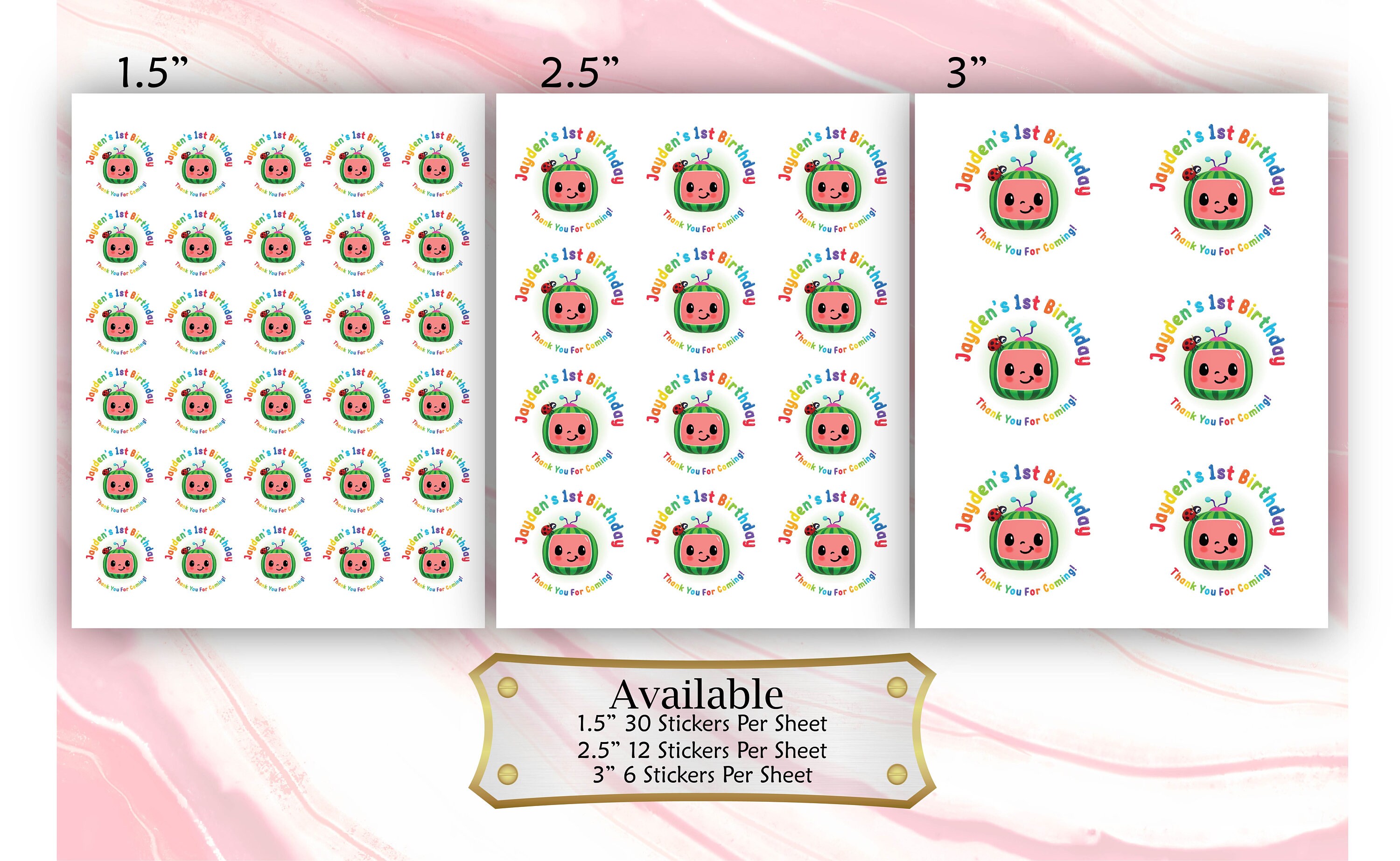 Customized Cocomelon Birthday Stickers Cocomelon Stickers 12 | Etsy