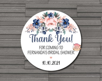 Bridal Shower Stickers, Bridal Shower Labels, Bridal Shower, Bridal Shower Labels Stickers, Floral Bridal Shower, Thank You Stickers, Blue