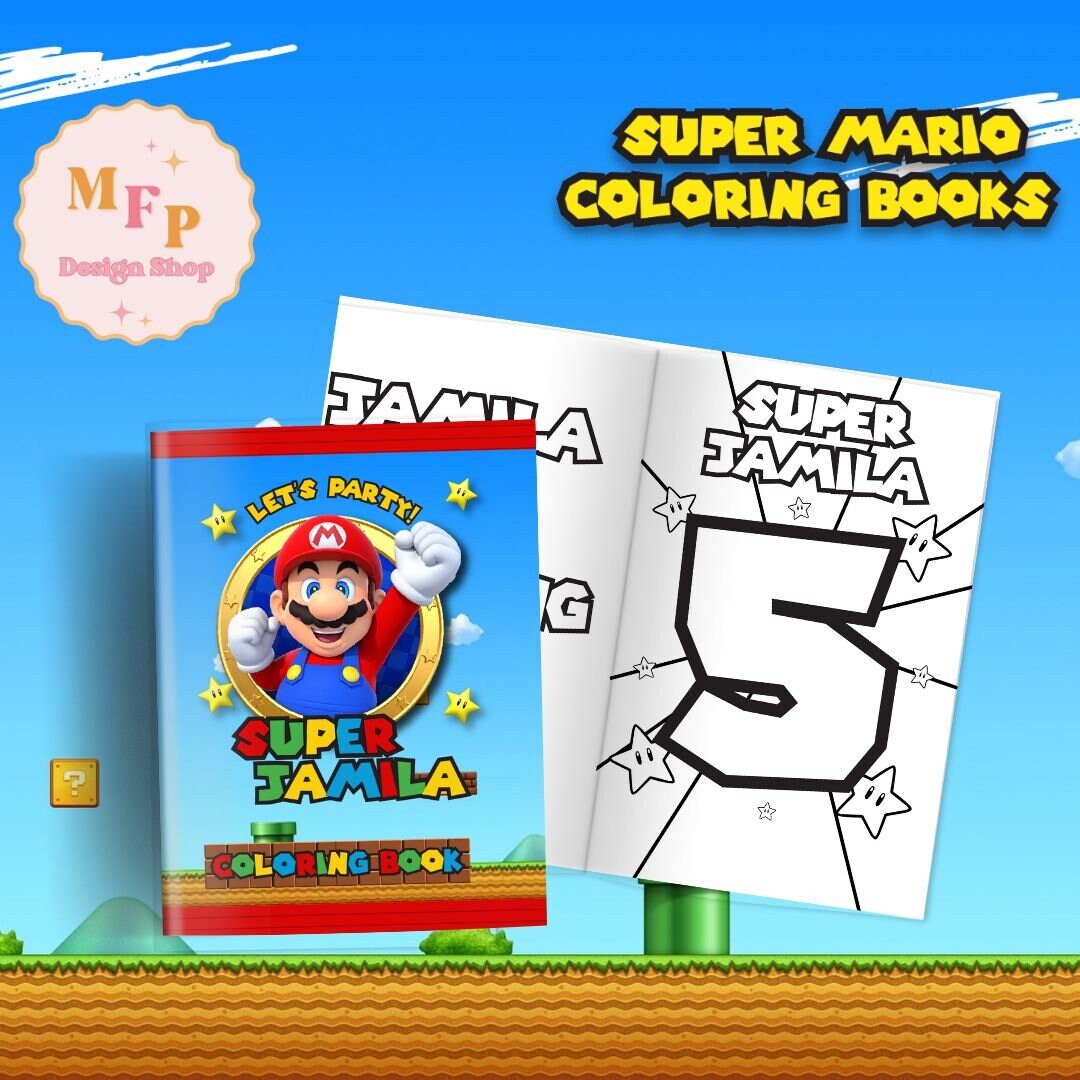 Super Mario Coloring Book Coloring Pages Party Favors Customize ...