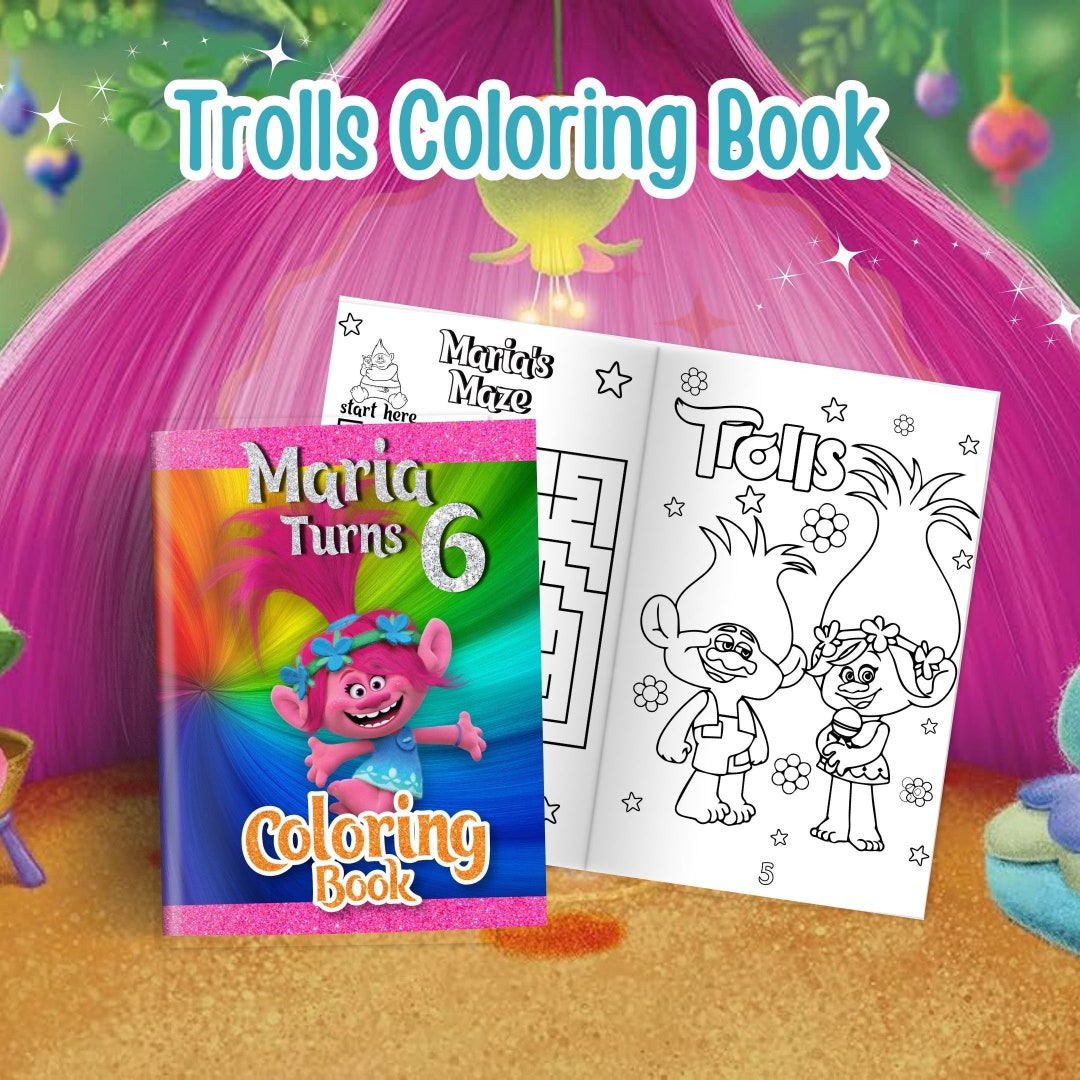 Trolls Coloring Book Poppy Coloring Book Party Favors Customize ...