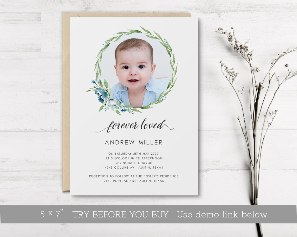 Infant Loss Memorial Invitation Baby Memorial Service Baby Etsy