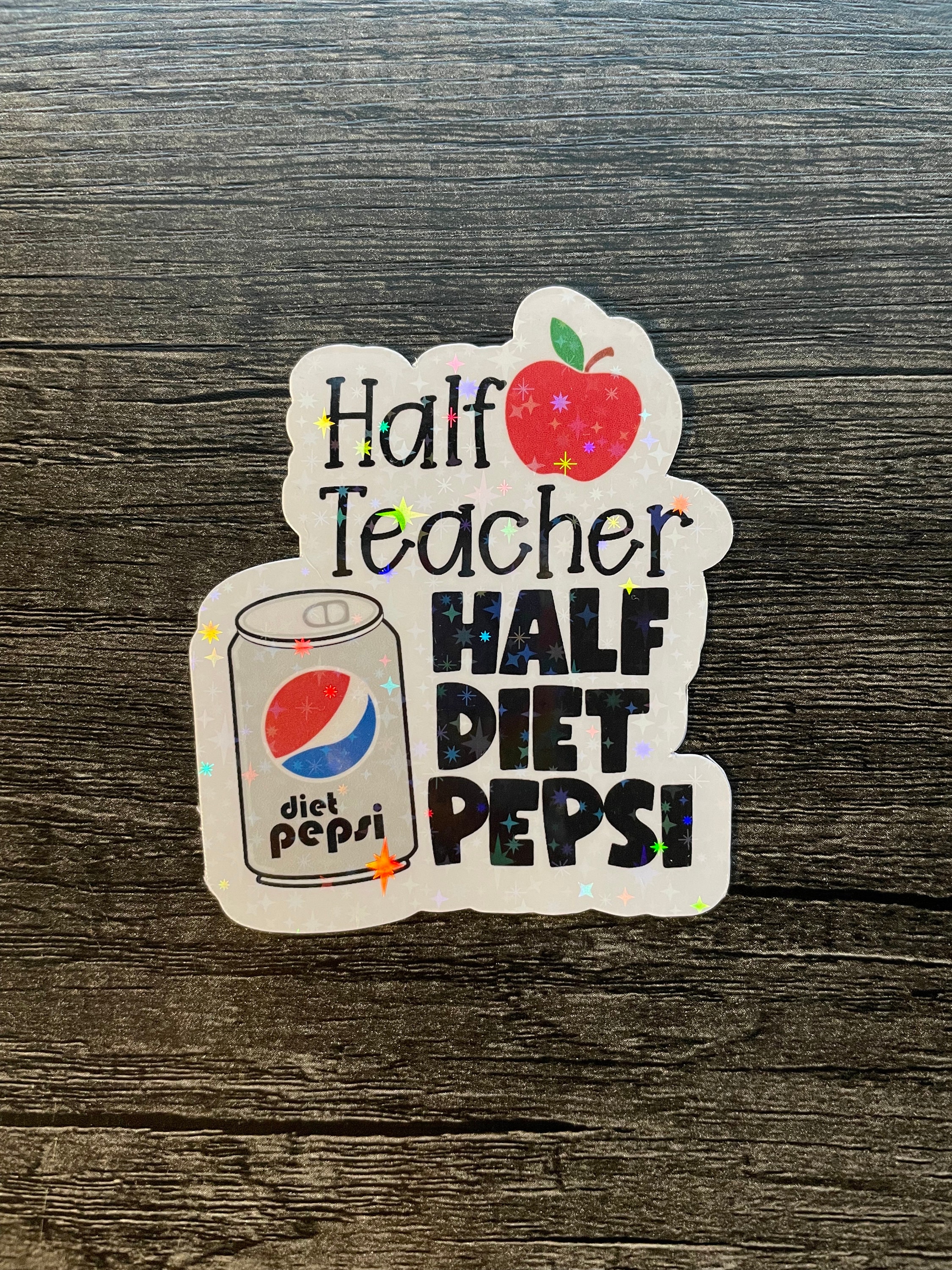 Halb Lehrer, halb Diet Coke Aufkleber | Dr. Pepper | Cherry Coke | wasserfester Lehreraufkleber | Lehreraufkleber | Laptop-Lehreraufkleber