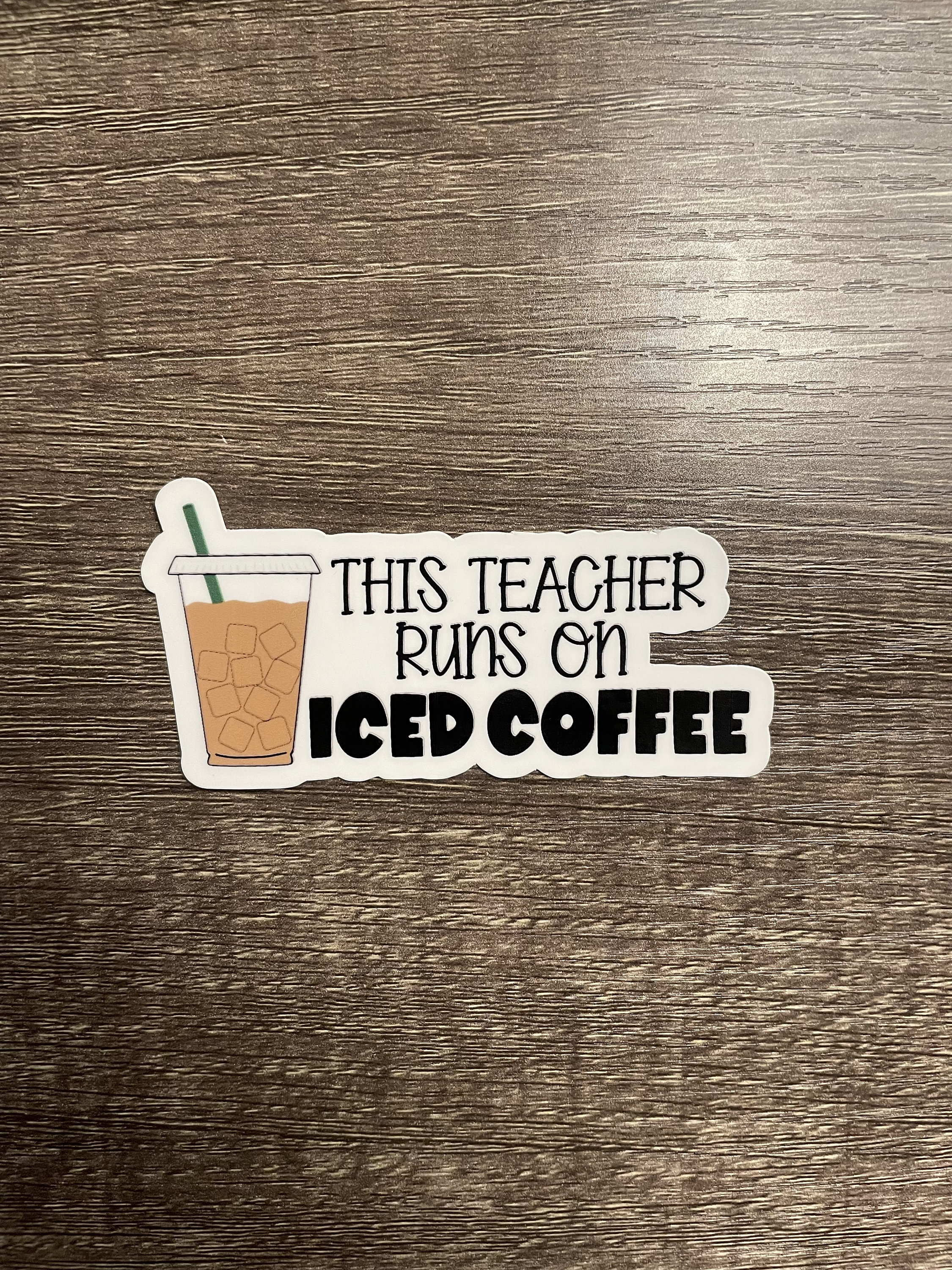 Cute Funny Coffee Gift Powered By Iced Coffee' Sticker