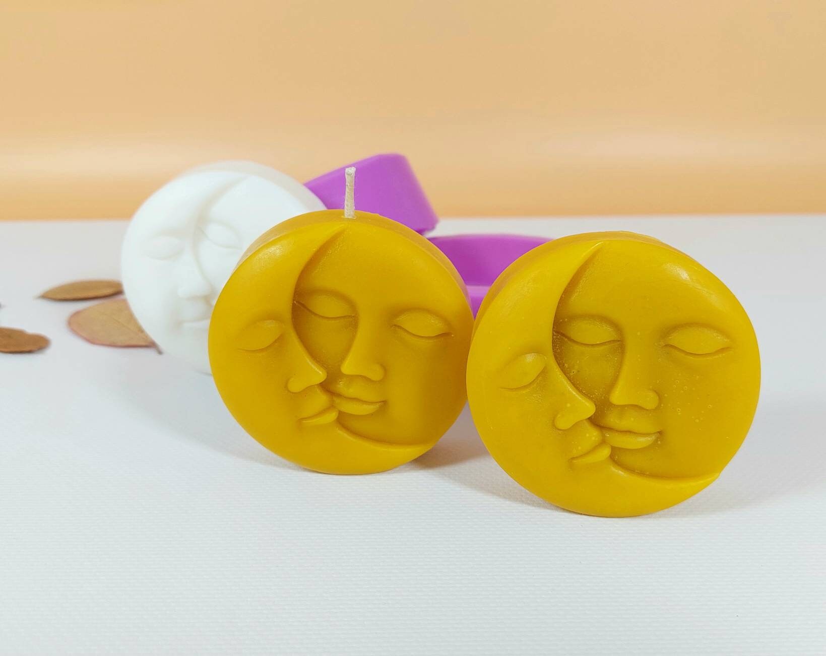 Sun Moon Candle Soap Molds Moon face round silicone mold for Etsy