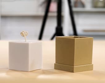 Square Candle Mold: Geometric Candle Making, 2.35"