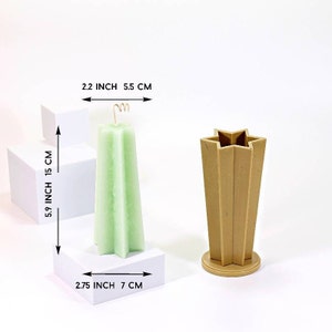 Star shape designs candle making mold 2.2×2.75×5.9 inch 5.5×7×15 cm, Perfect mold for carved candles making,  Mould for candle making