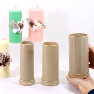 Cylindrical Plastic Candle Molds: DIY Pillar Candle Moulds Set