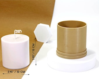 Cylinder Candle Mold: DIY Candle Making, Geometric Design (3.95 inch/10 cm)