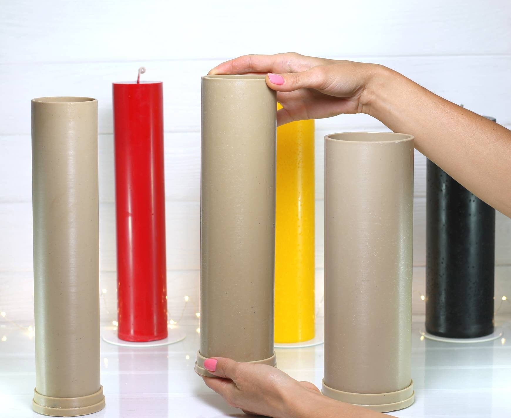 Plastic Pillar Candle Molds - Cylinder Forms For Soy, Beeswax & Paraffin (Diameter 1.57", Height 6")