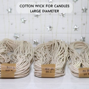 Bulk Pack Square Braided Cotton Candle Wick, Beeswax Candle Wicks