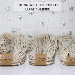 Braided Cotton Candle Wick: 4mm Diameter, Beeswax & Soy Candle Making