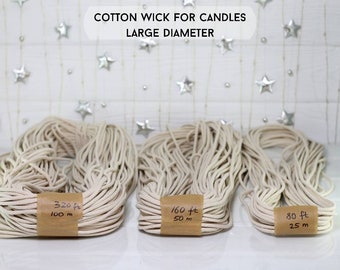 Braided Cotton Candle Wick: 4mm Diameter, Beeswax & Soy Candle Making